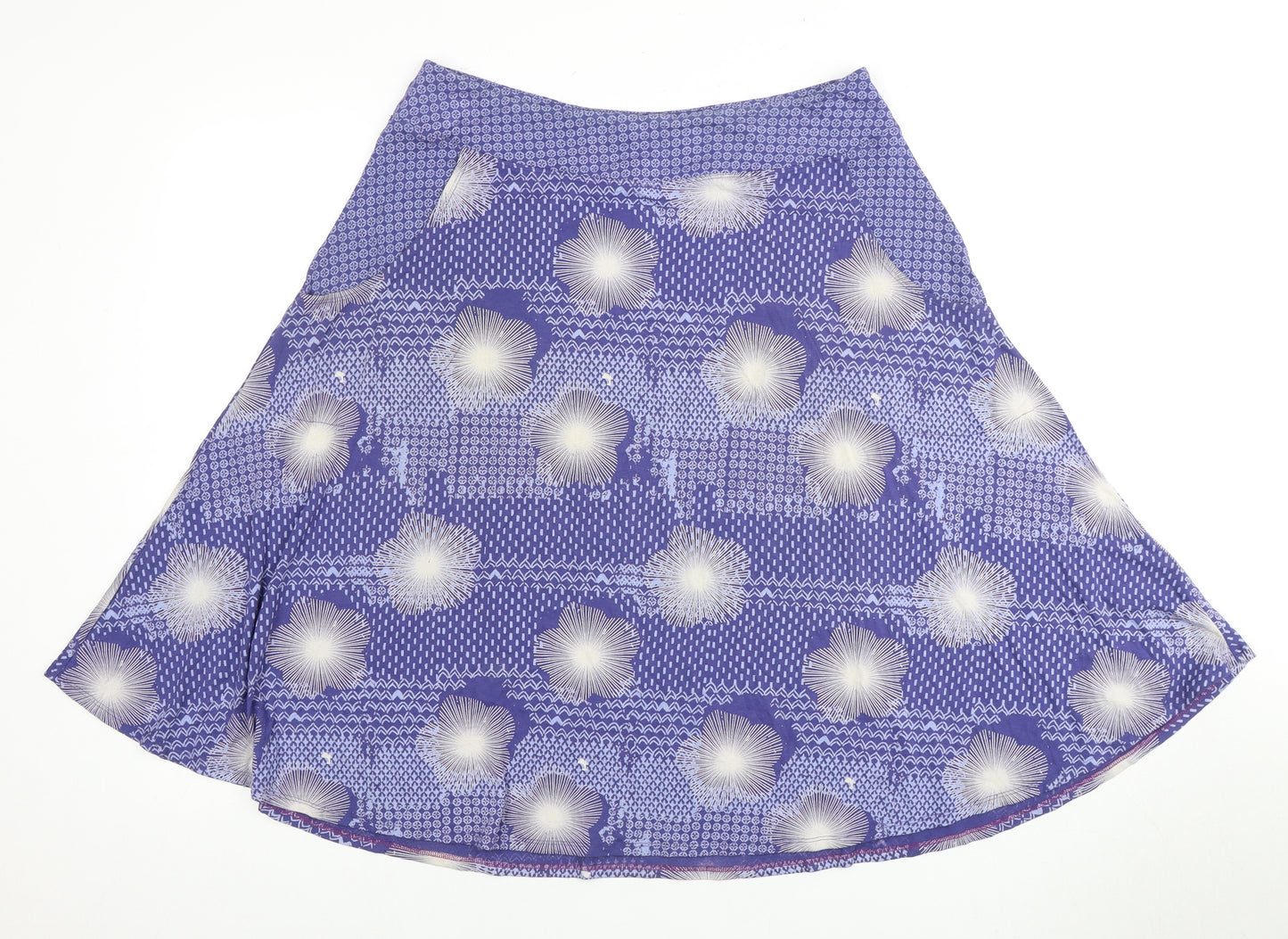 White Stuff Women's Blue Geometric Skirt, Size 12