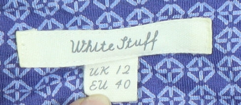 White Stuff Women's Blue Geometric Skirt, Size 12