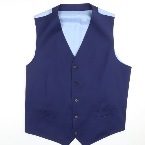 Charles Tyrwhitt Men's Blue Wool Suit Waistcoat 44