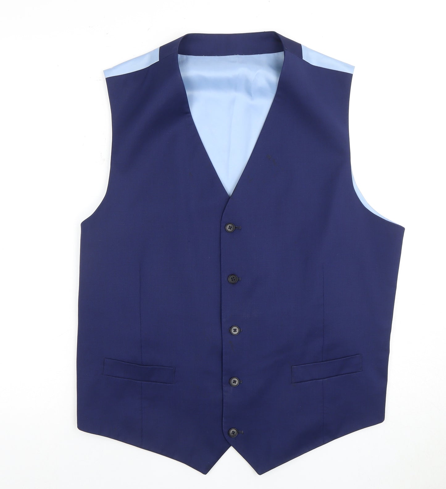 Charles Tyrwhitt Men's Blue Wool Suit Waistcoat 44