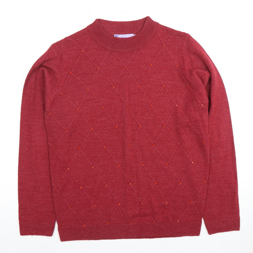 Honor Millburn Women's Red Beaded Mock Neck Jumper
