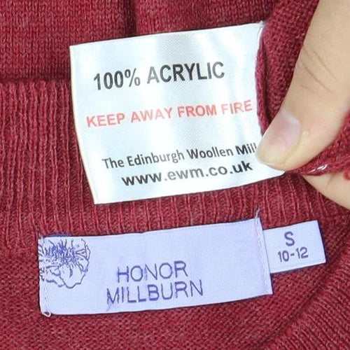 Honor Millburn Women's Red Beaded Mock Neck Jumper