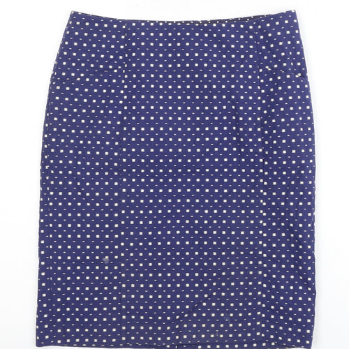 White Stuff Women's Blue Polka Dot Pencil Skirt Size 8