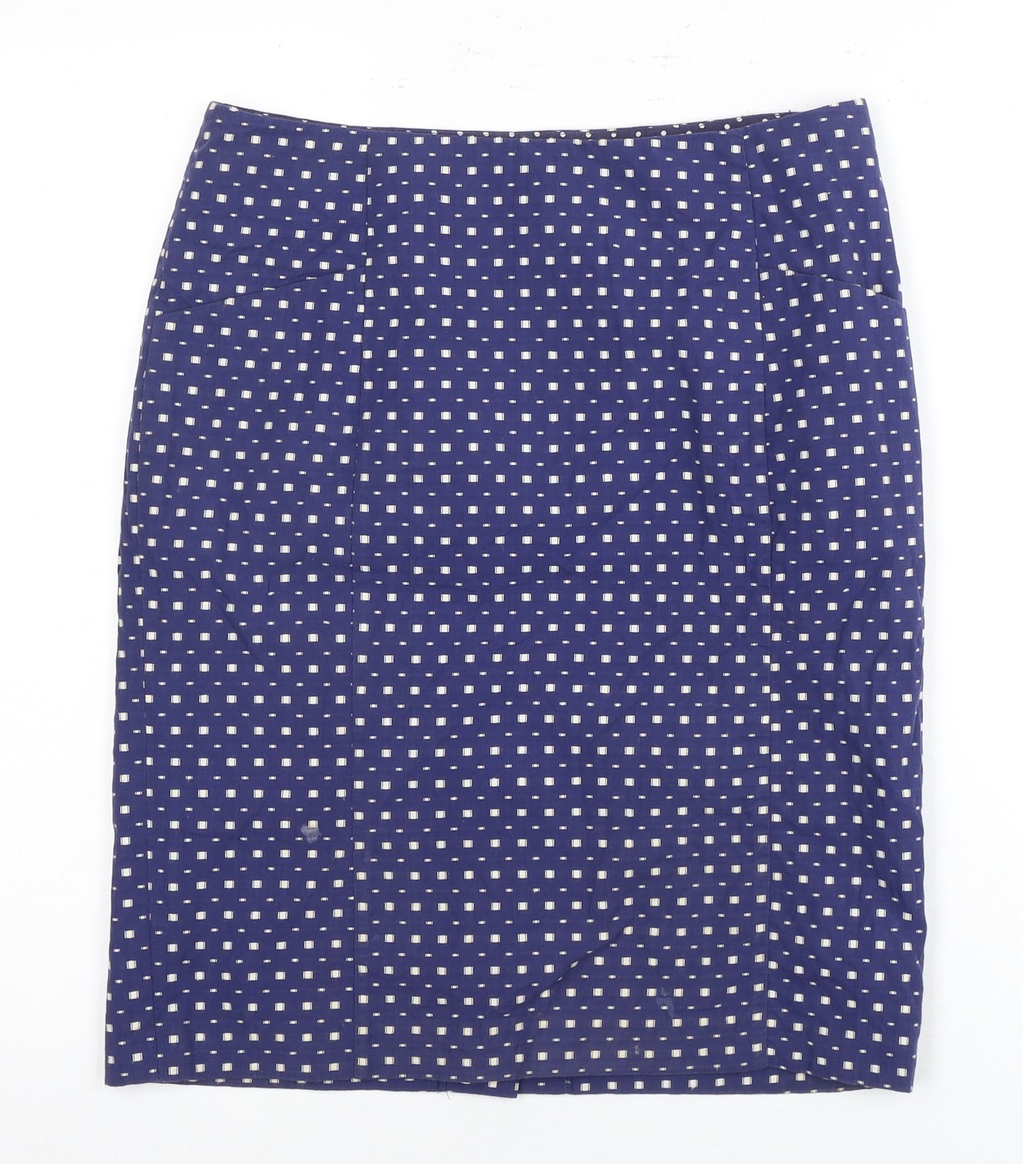 White Stuff Women's Blue Polka Dot Pencil Skirt Size 8