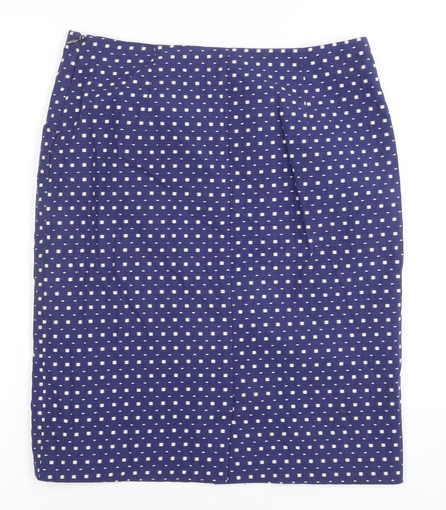 White Stuff Women's Blue Polka Dot Pencil Skirt Size 8