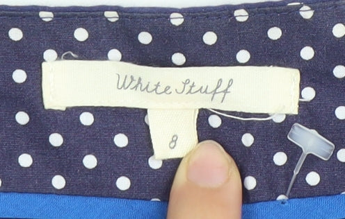 White Stuff Women's Blue Polka Dot Pencil Skirt Size 8
