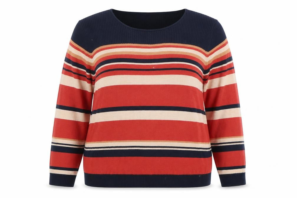 Front view of Eastex Women's Multicoloured Striped jumper