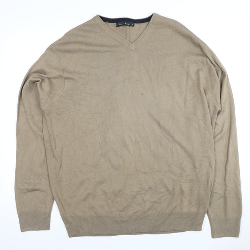 James Pringle Men's Beige V-Neck Pullover XL Jumper
