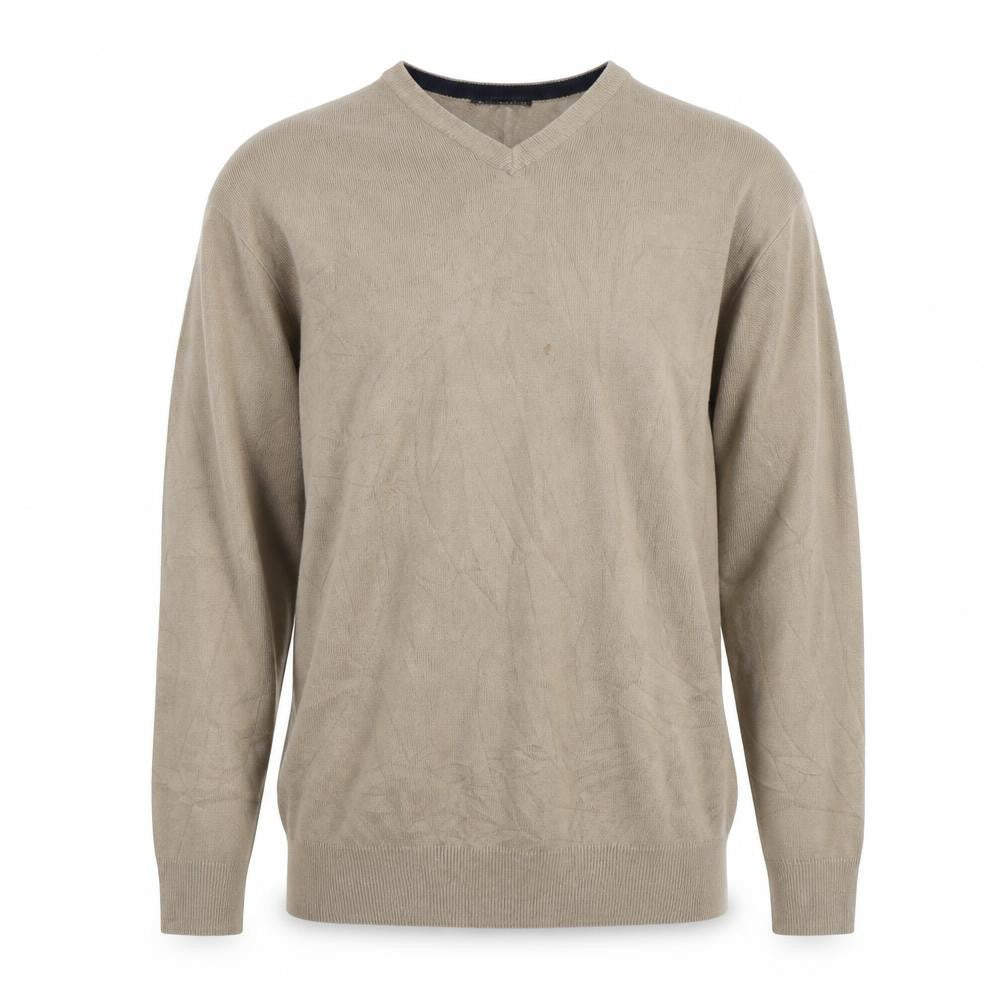 Front view of James Pringle Men's Beige V-Neck Pullover XL Jumper