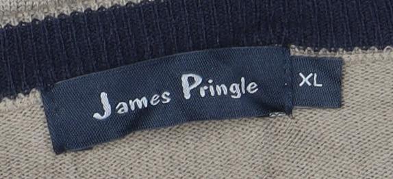 James Pringle Men's Beige V-Neck Pullover XL Jumper