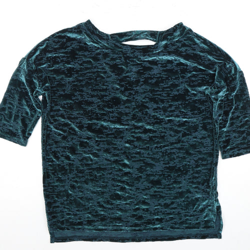 Next Women’s Blue Velvet Top UK 10 V-Neck