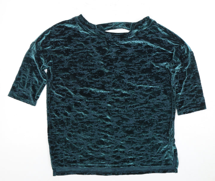 Next Women’s Blue Velvet Top UK 10 V-Neck