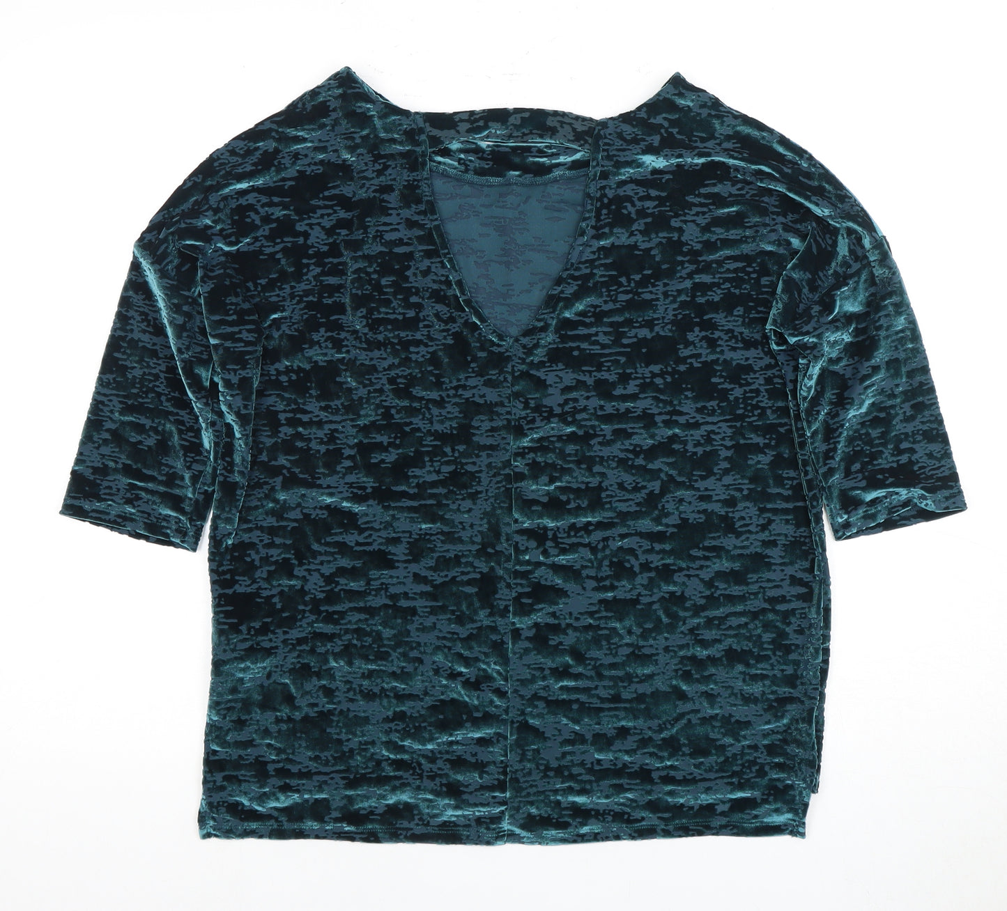 Next Women’s Blue Velvet Top UK 10 V-Neck