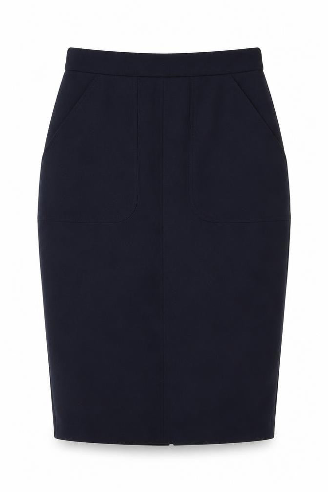 Front view of Sheike Women's Black Pencil Skirt, size 10, with Zip Accent