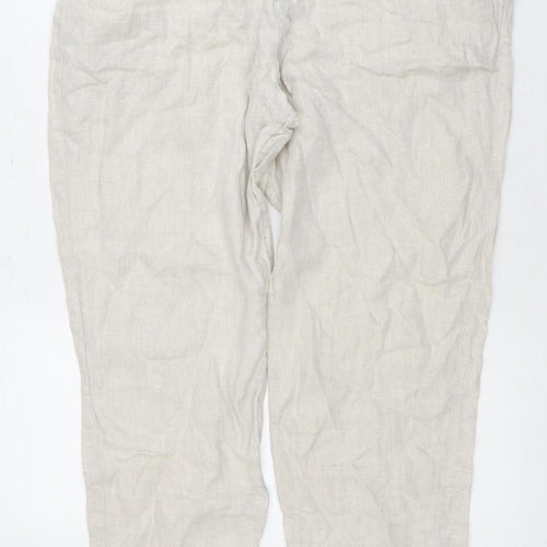 Zara Women's Beige Linen Trousers, Size 16 - Excellent