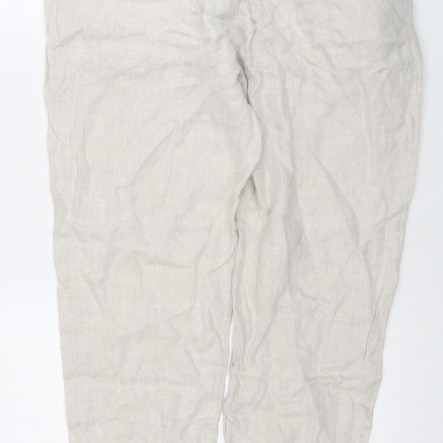 Zara Women's Beige Linen Trousers, Size 16 - Excellent