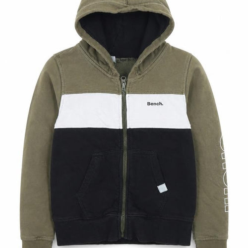 Bench Boys Full Zip Hoodie - Green, Black & White 11-12 Years