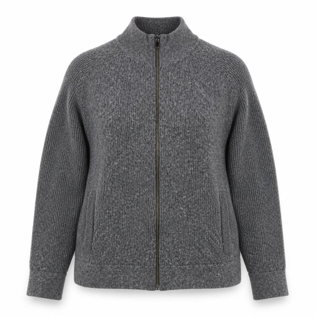 Front view of Marks & Spencer Women's Grey Full Zip Jumper
