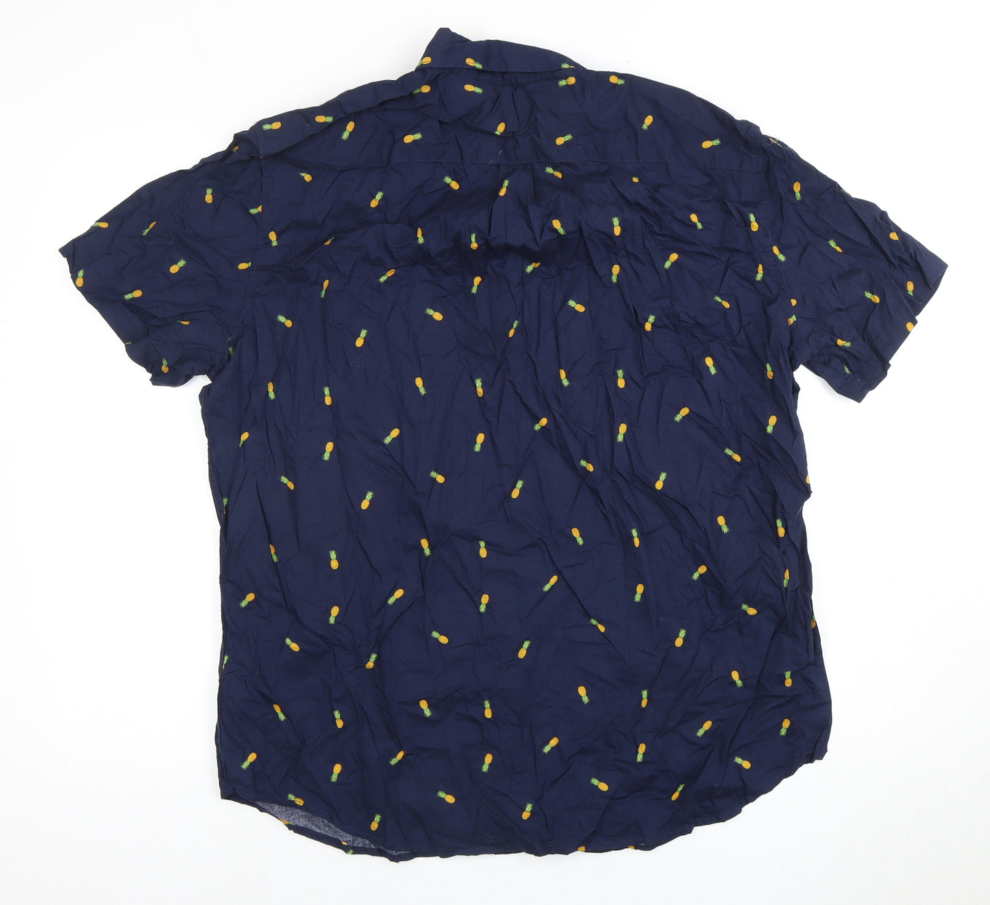 GAP Men's Blue XL Pineapple Print Short Sleeve Shirt