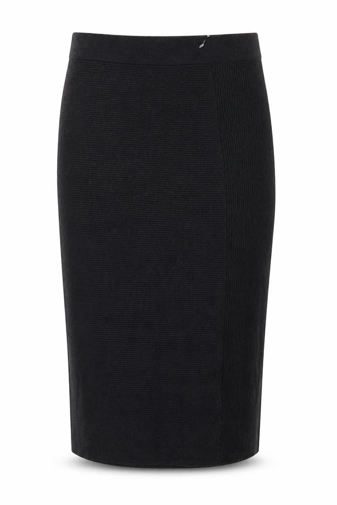 Front view of Fenn Wright Manson Black Midi Straight Pencil Skirt, size 8