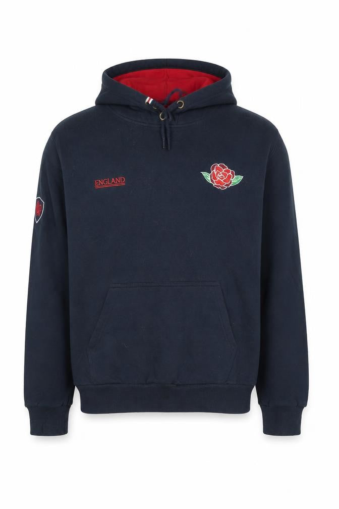 Front view of England Men's Blue Embroidered Pullover Hoodie L