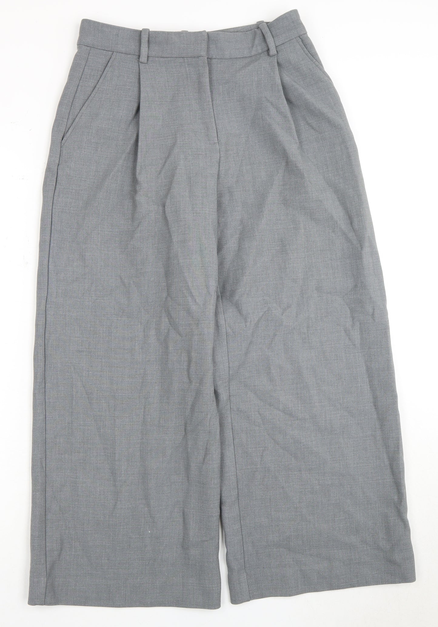 Monki Women's Grey Wide-Leg Trousers, Size 8