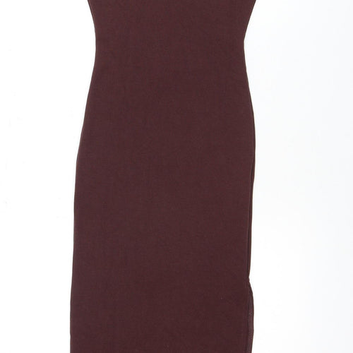 Missguided Women's Brown Sheath Midi Dress - Size 10