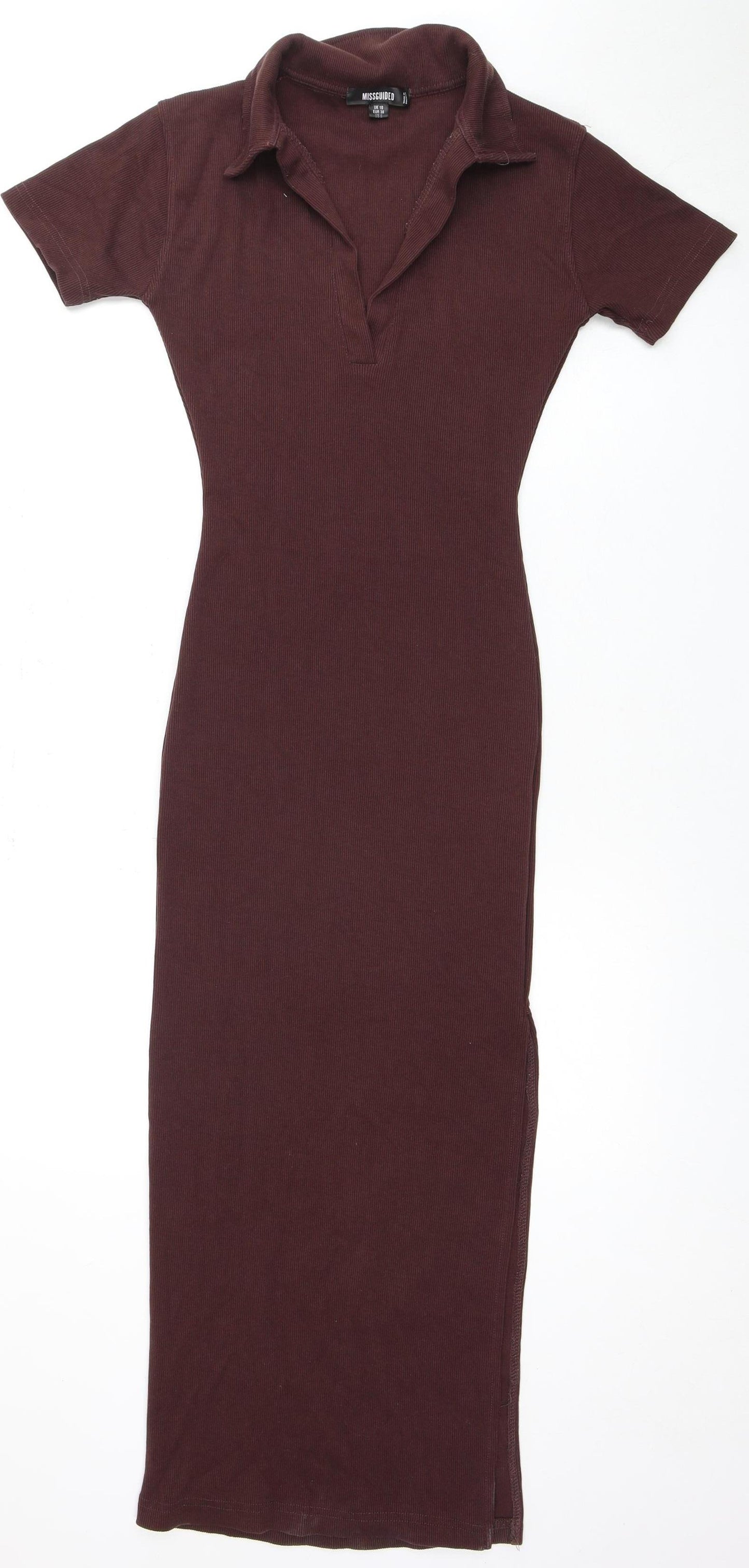 Missguided Women's Brown Sheath Midi Dress - Size 10