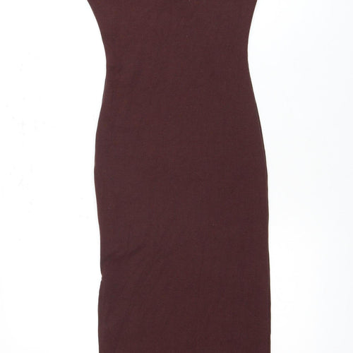 Missguided Women's Brown Sheath Midi Dress - Size 10