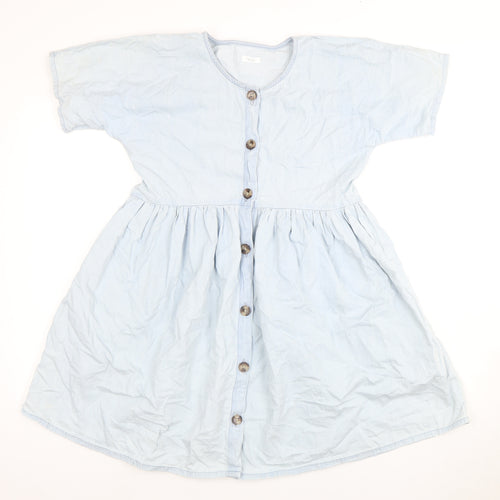 Next Girls Blue Shirt Dress, 12 Years, Short Sleeve