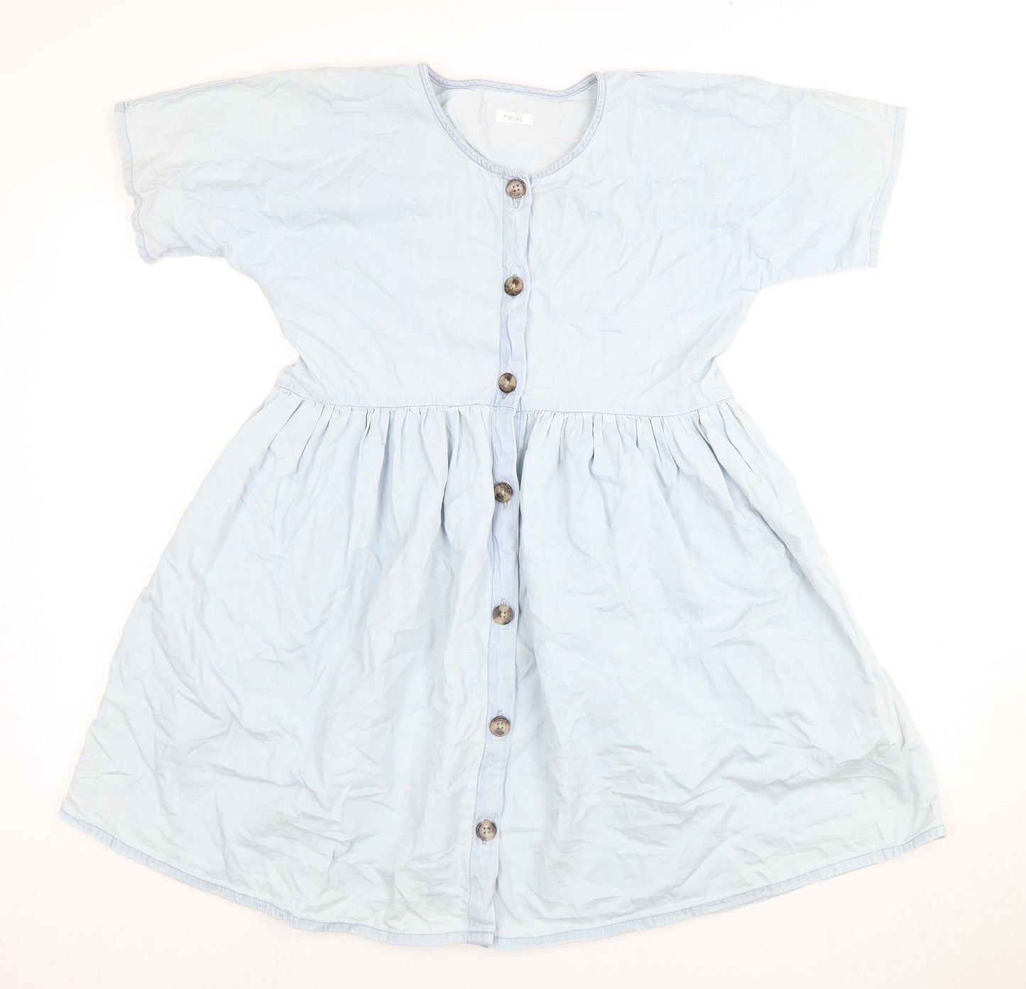 Next Girls Blue Shirt Dress, 12 Years, Short Sleeve