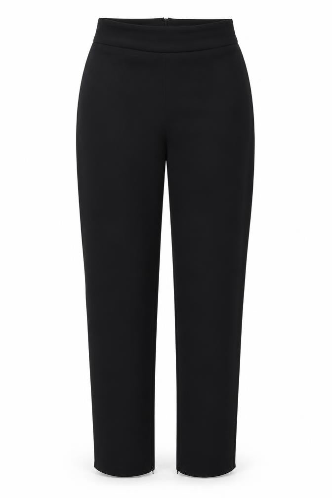 Front view of Odlumse London Women's Black Trousers, size M, Zip Closure