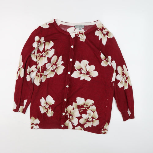 JOSEPH A. Women's Red Floral Cardigan - M