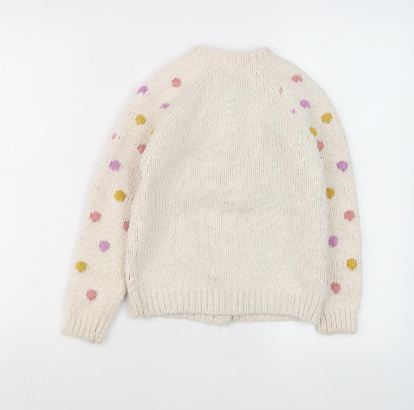 Next Girls Ivory Polka Dot Cardigan 6-7 Years Button Knit