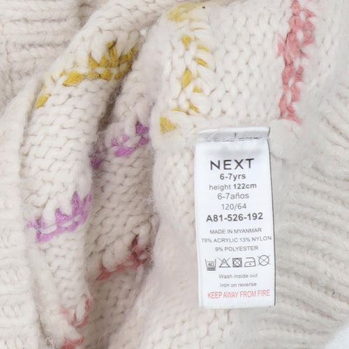 Next Girls Ivory Polka Dot Cardigan 6-7 Years Button Knit