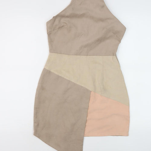 Rare London Women Beige Asymmetric Colourblock Dress Size 8