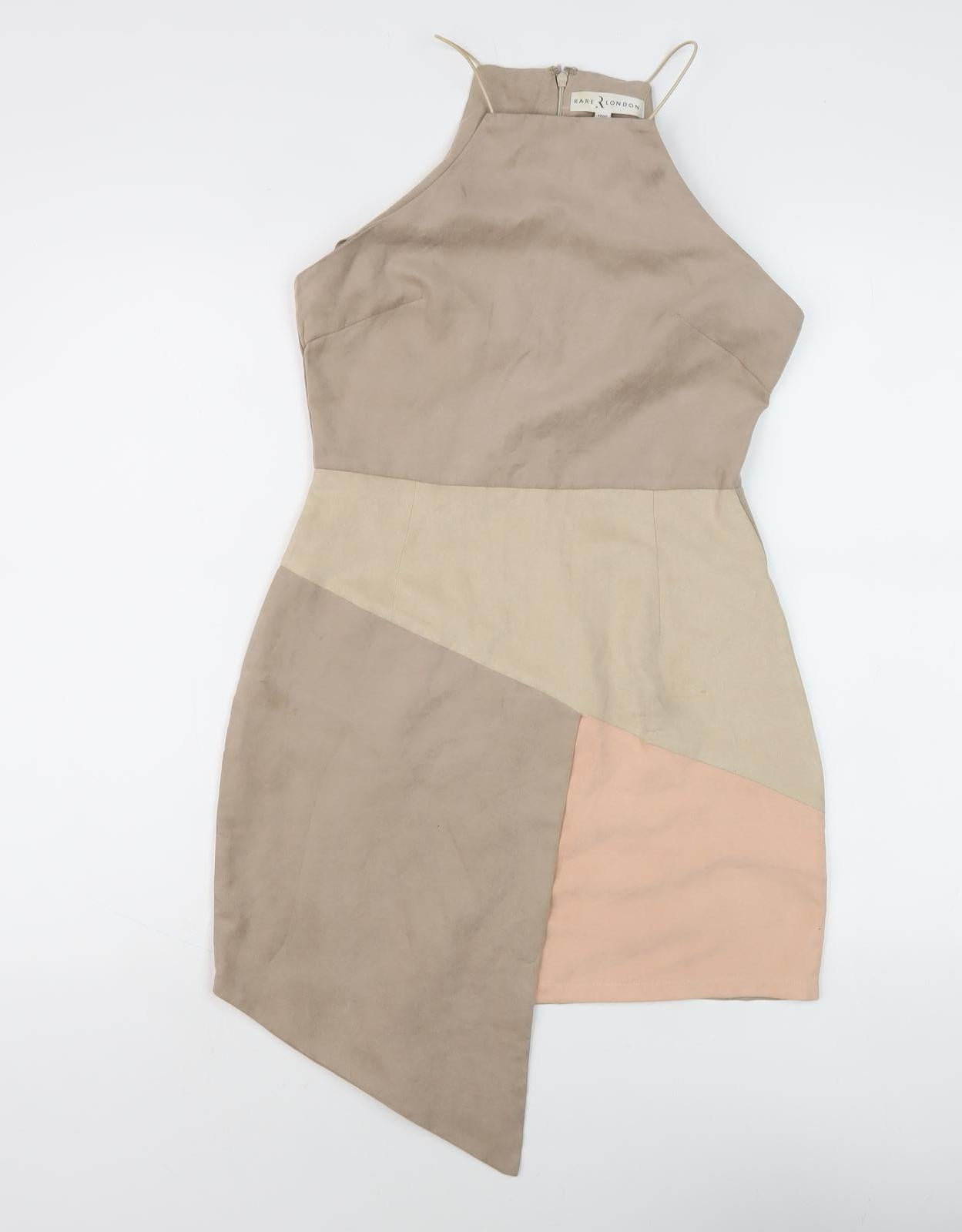 Rare London Women Beige Asymmetric Colourblock Dress Size 8