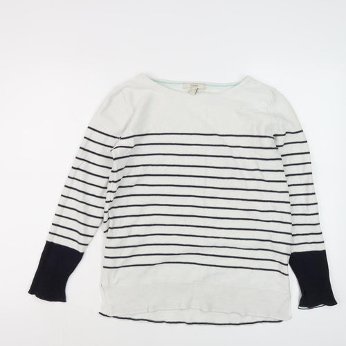 Esprit Women's White Striped Knit Jumper M