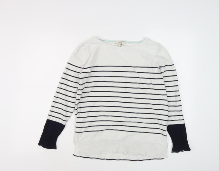 Esprit Women's White Striped Knit Jumper M