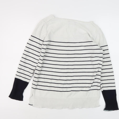 Esprit Women's White Striped Knit Jumper M