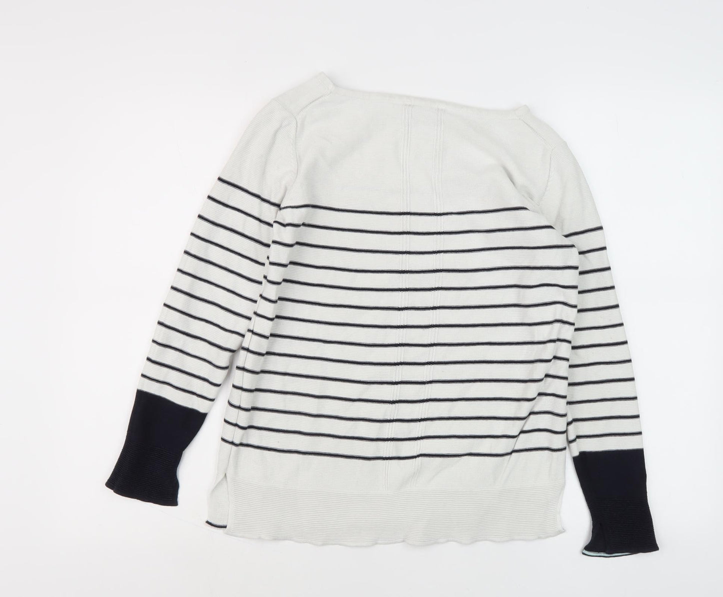 Esprit Women's White Striped Knit Jumper M