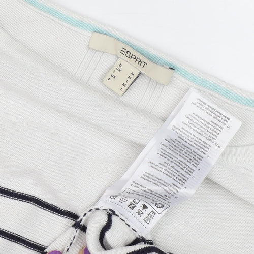 Esprit Women's White Striped Knit Jumper M