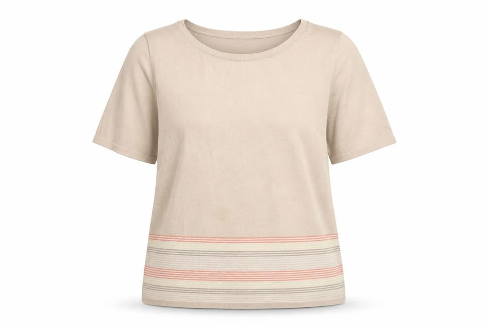 Front view of Eastex Women's Beige Striped jumper M