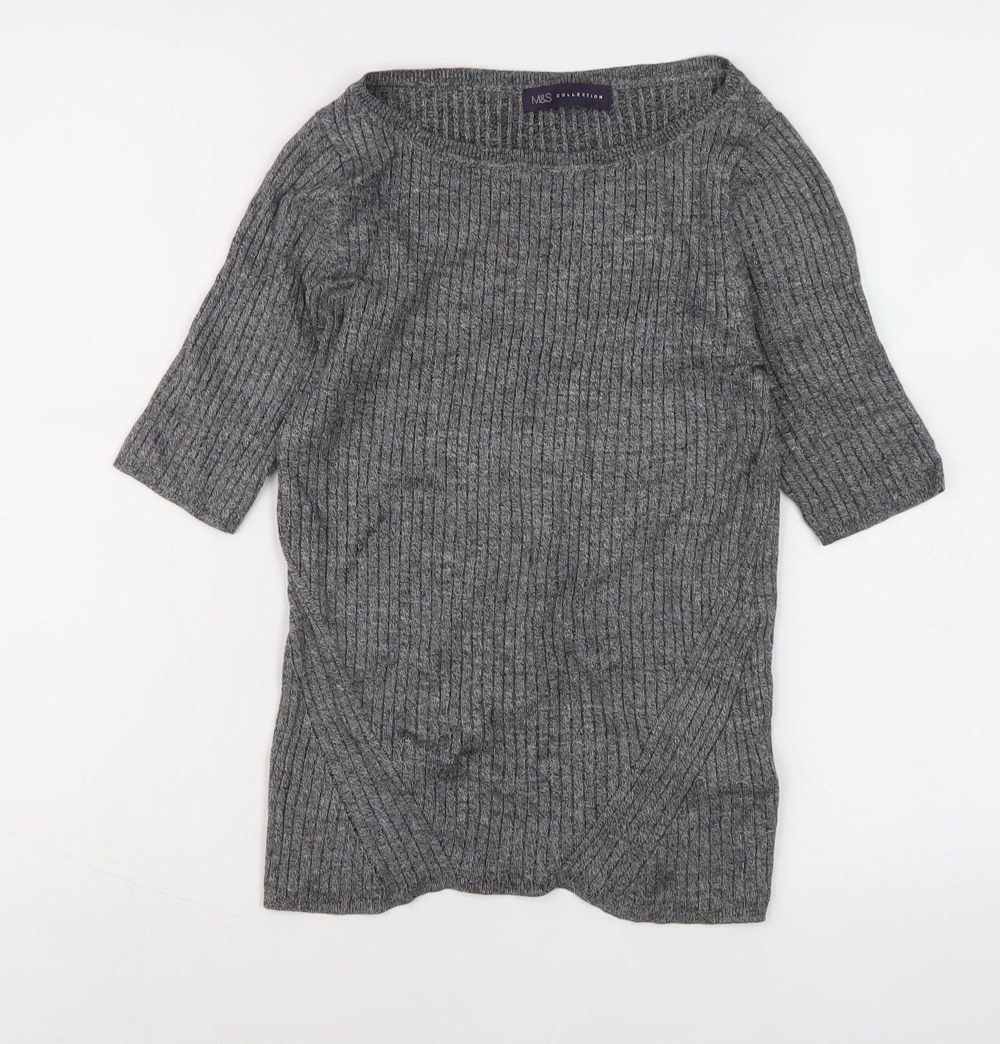 Marks and Spencer Women's Grey 3/4 Sleeve Jumper Size 8
