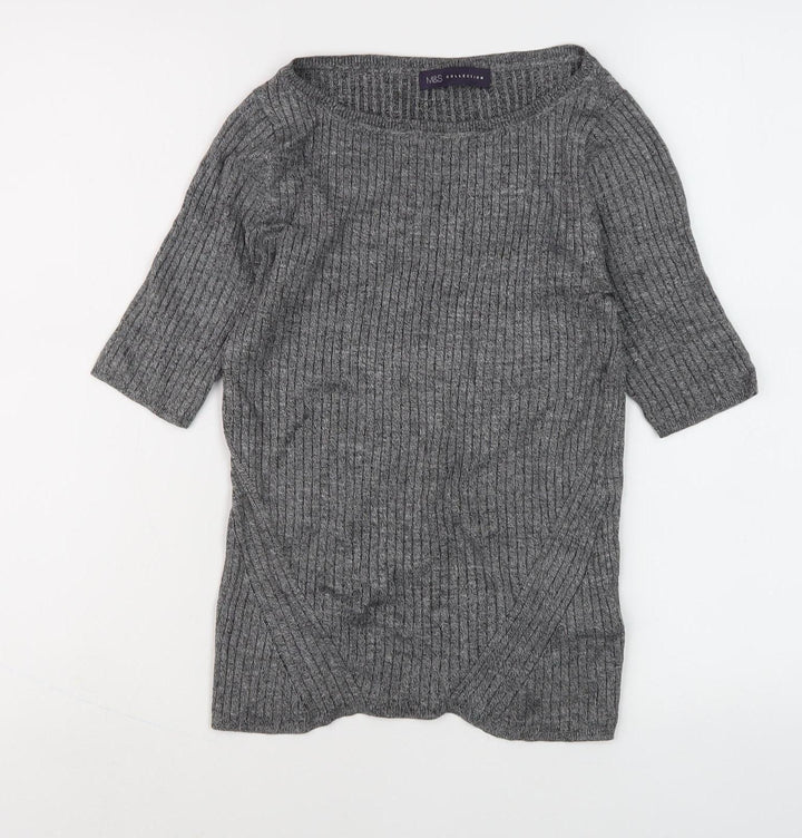 Marks and Spencer Women's Grey 3/4 Sleeve Jumper Size 8