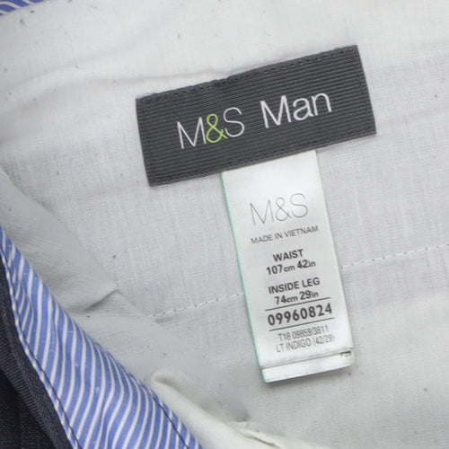M&S Men's Blue Dress Pants, Size 42 Regular