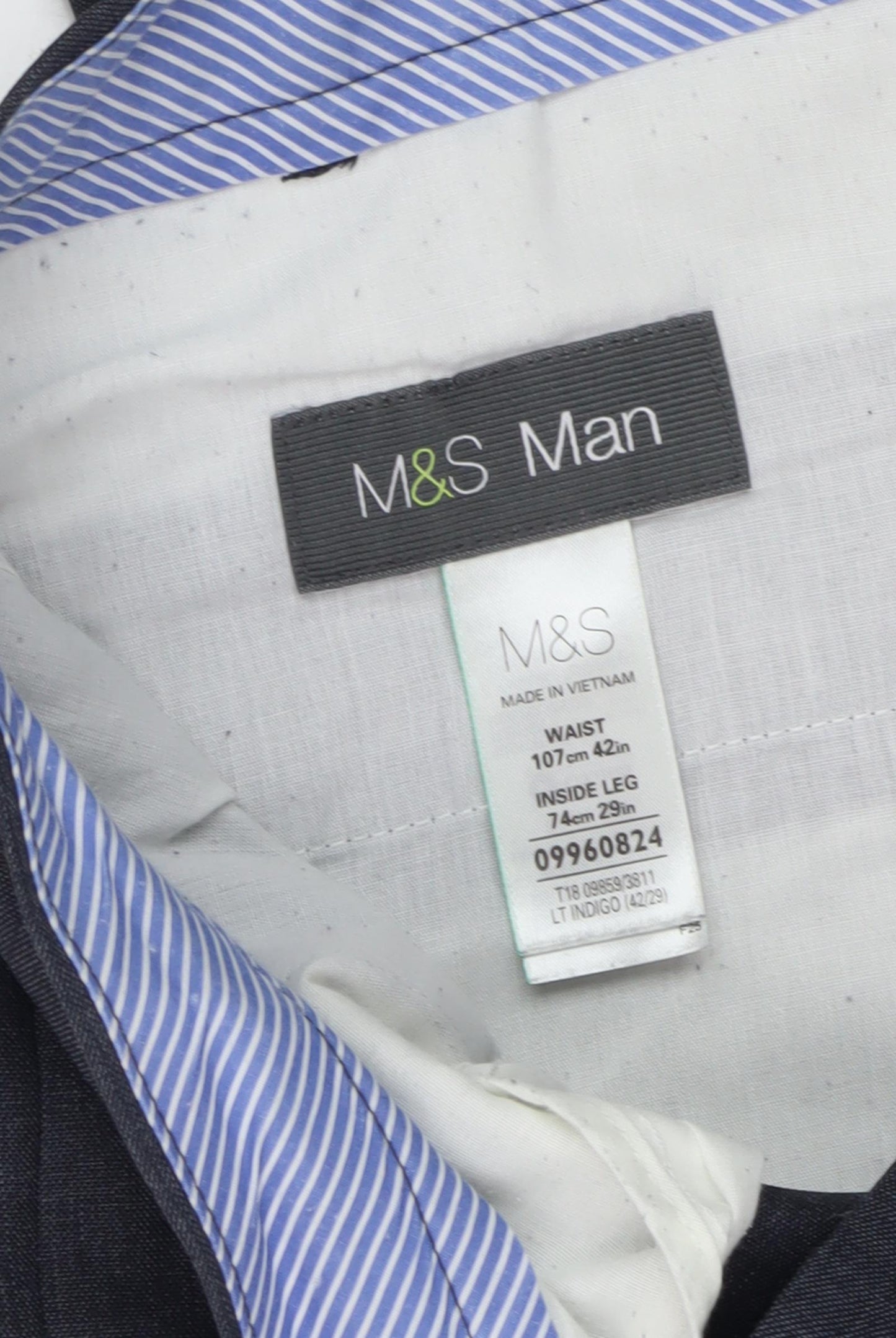 M&S Men's Blue Dress Pants, Size 42 Regular