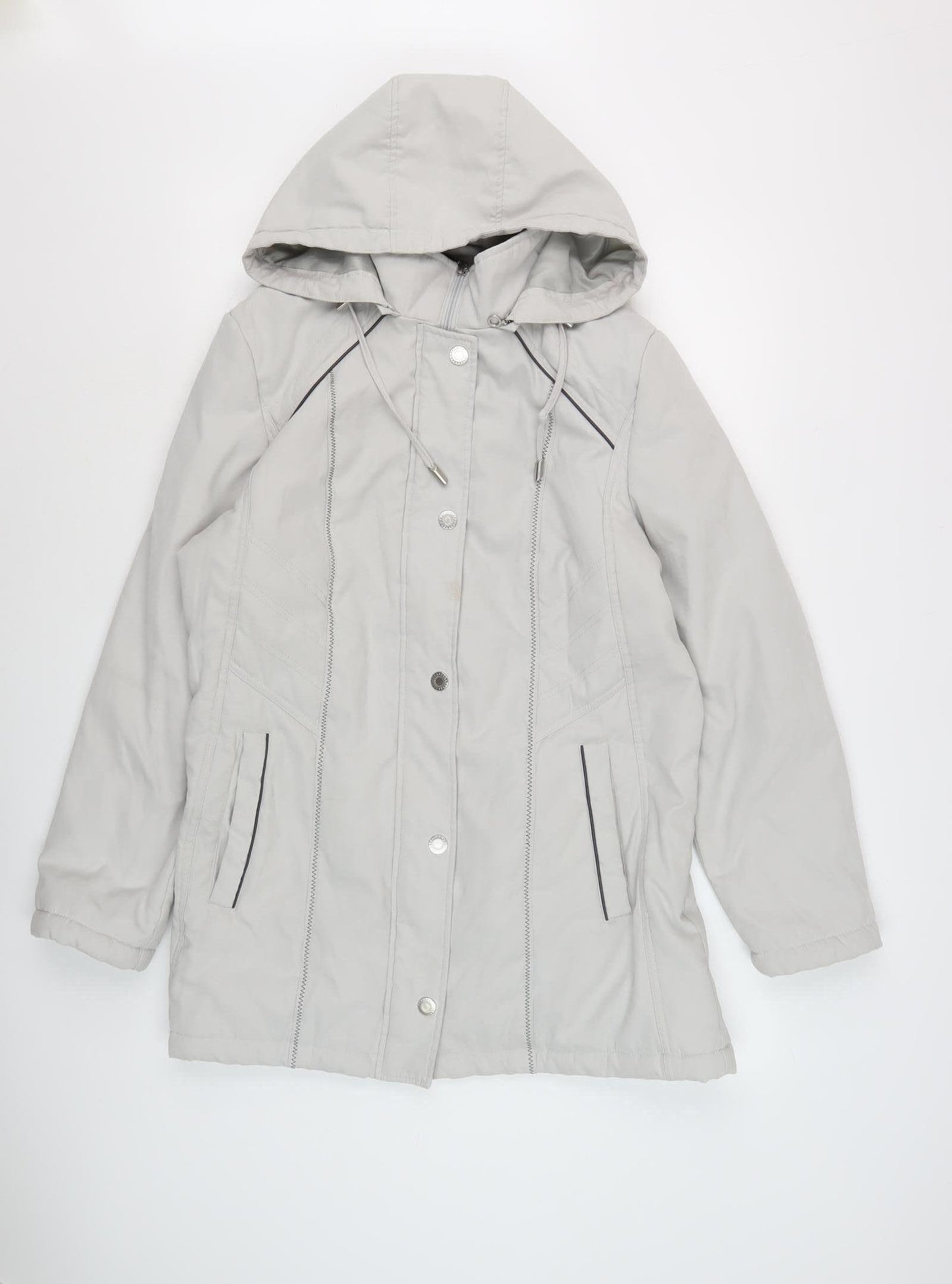 Anna Rose Women's Grey Hooded Mid-Length Jacket M