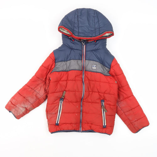 Next Boys Red Puffer Jacket 5-6 Years Winter Hooded