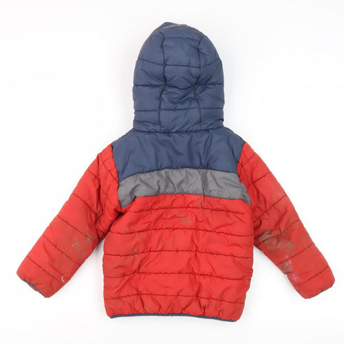 Next Boys Red Puffer Jacket 5-6 Years Winter Hooded